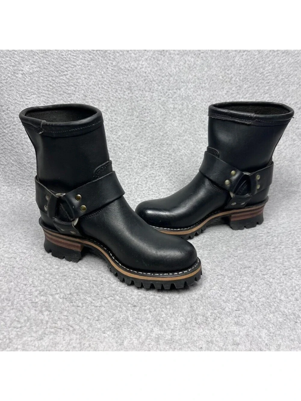 Durango RD5260 Black Leather Harness Moto Boots 5 M Biker Lug Sole Ankle Booties